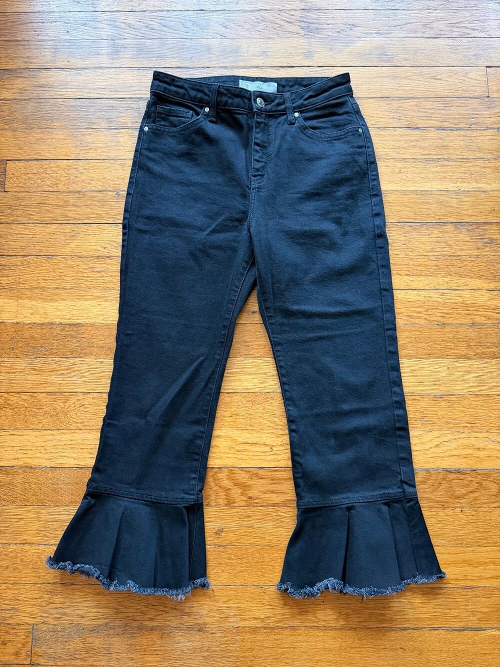 TOPSHOP Moto Dree Black Crop Flare Jeans sz 28W